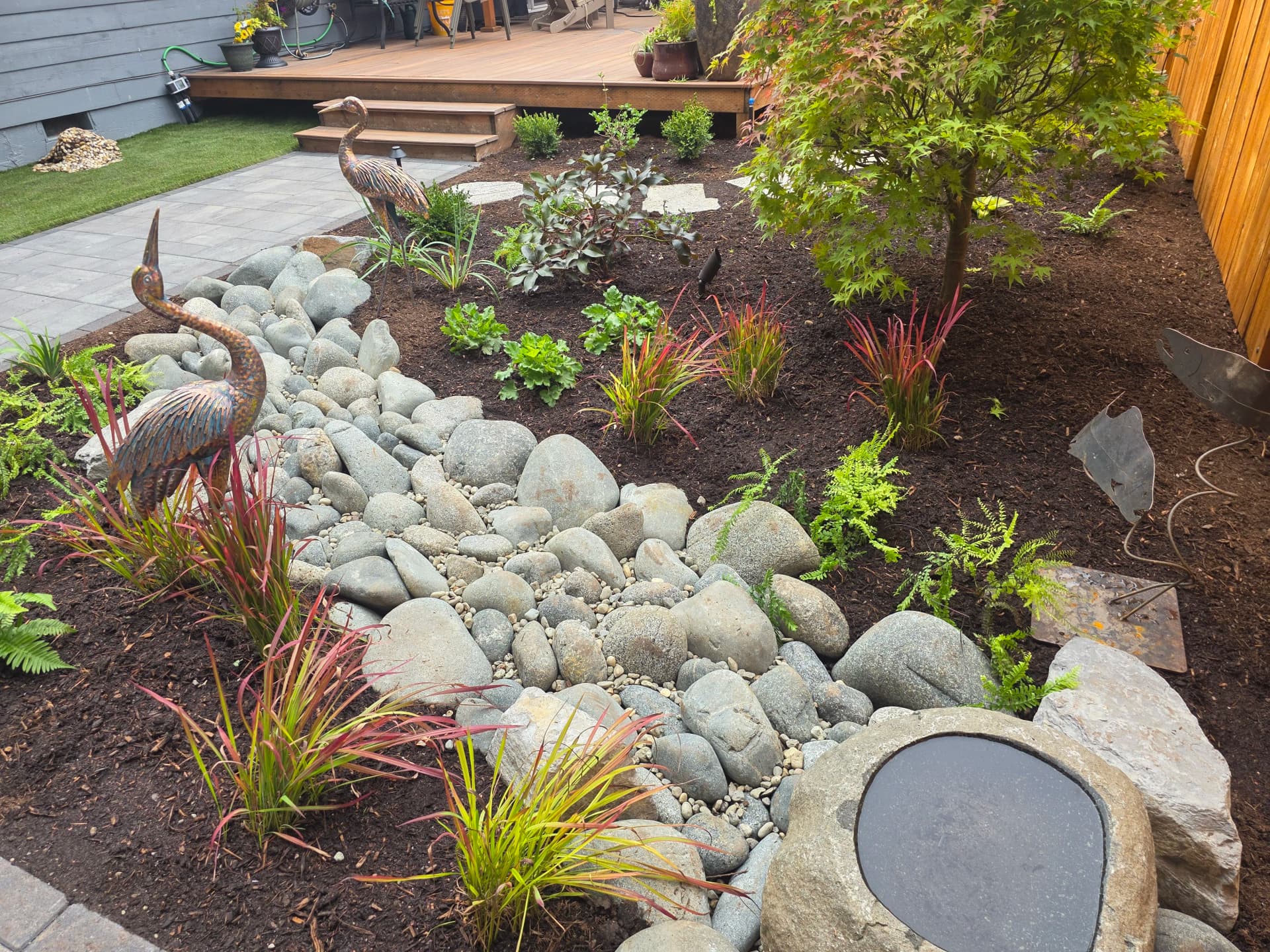 Gallery photos for Backyard Refresh With River Rock, Pavers, and Custom Plantings: Image #2