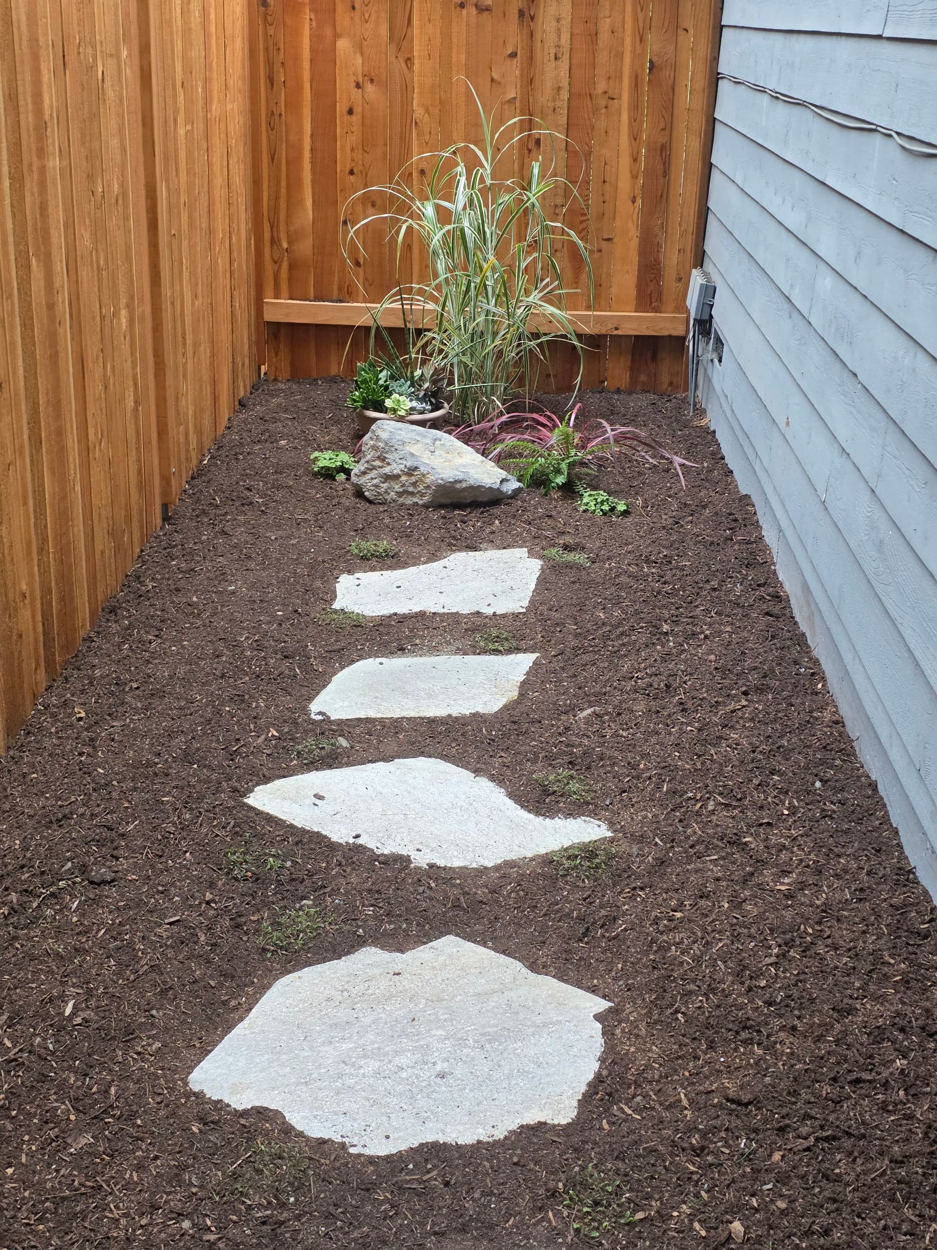 Gallery photos for Backyard Refresh With River Rock, Pavers, and Custom Plantings: Image #3