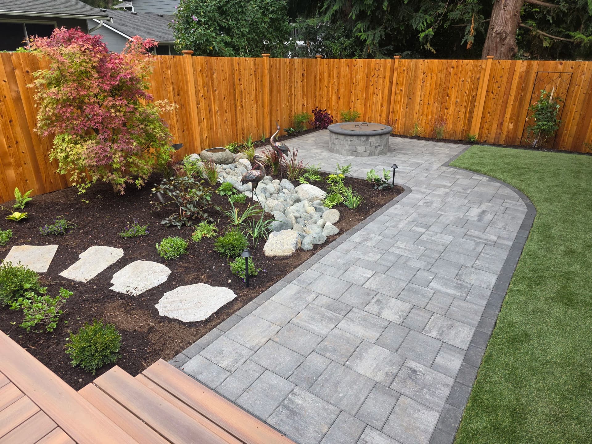 Gallery photos for Backyard Refresh With River Rock, Pavers, and Custom Plantings: Image #1